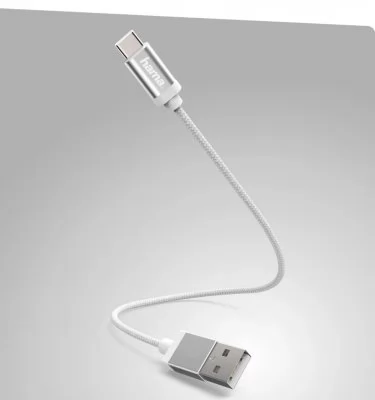 Hama kabel USB-C 2.0 typ A-C 0,2 m, opletený, bílý